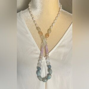 Talbots NWT Multi-Stone Beaded Necklace in Pale Pink, Lavender and Cream